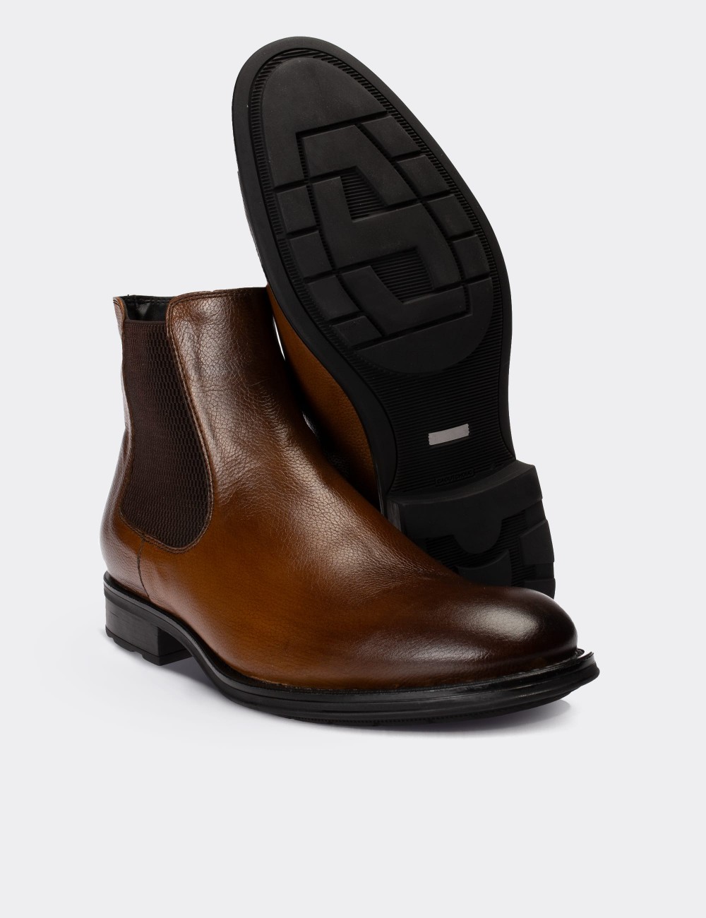 Tan  Leather Chelsea Boots - 01620MTBAC14