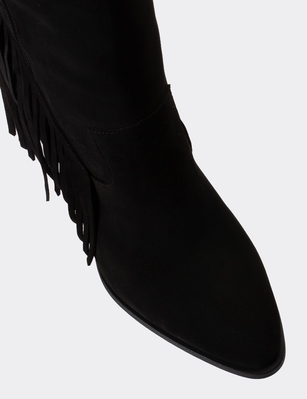 Black Suede Leather Western Boots - E4467ZSYHC01