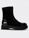 Black Suede Leather Postal Boots