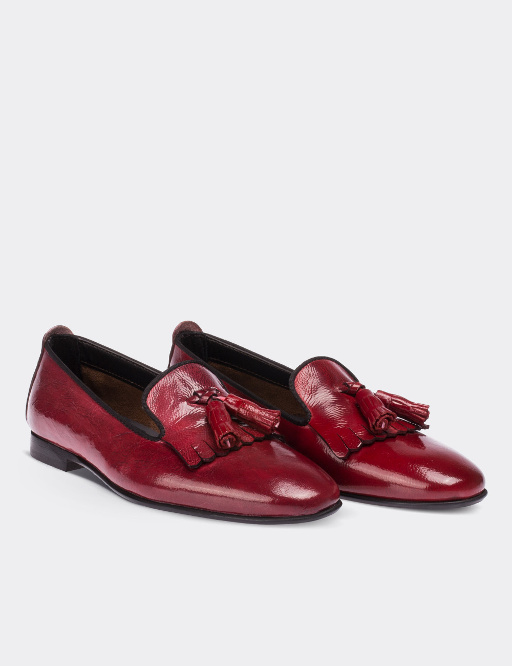 Burgundy Patent Leather Loafers - 01612ZBRDM01