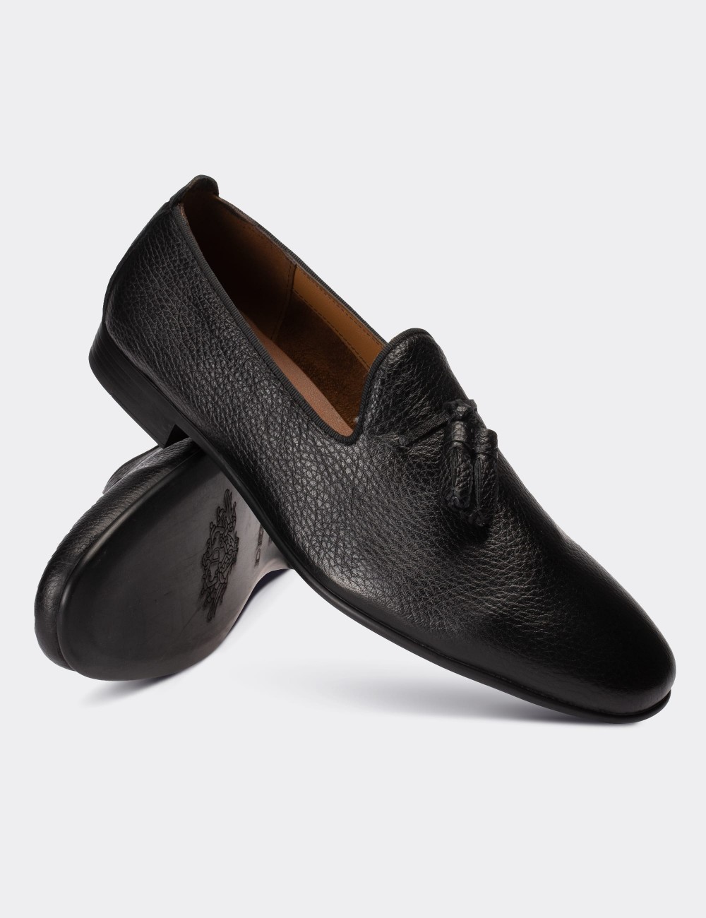 Black  Leather Loafers Shoes - 01702MSYHC05