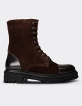 Brown Suede Leather Postal Boots