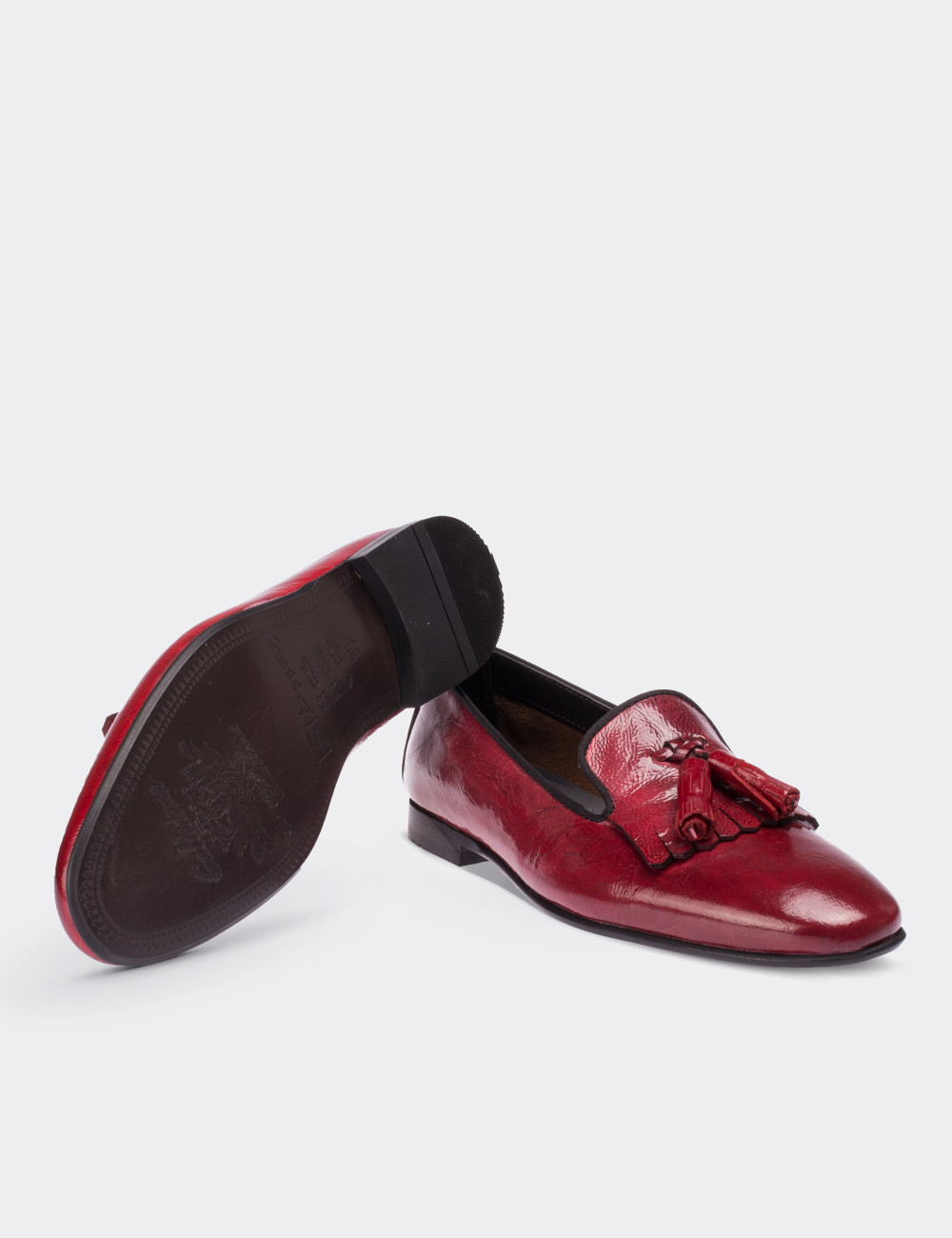 Burgundy Patent Leather Loafers - 01612ZBRDM01