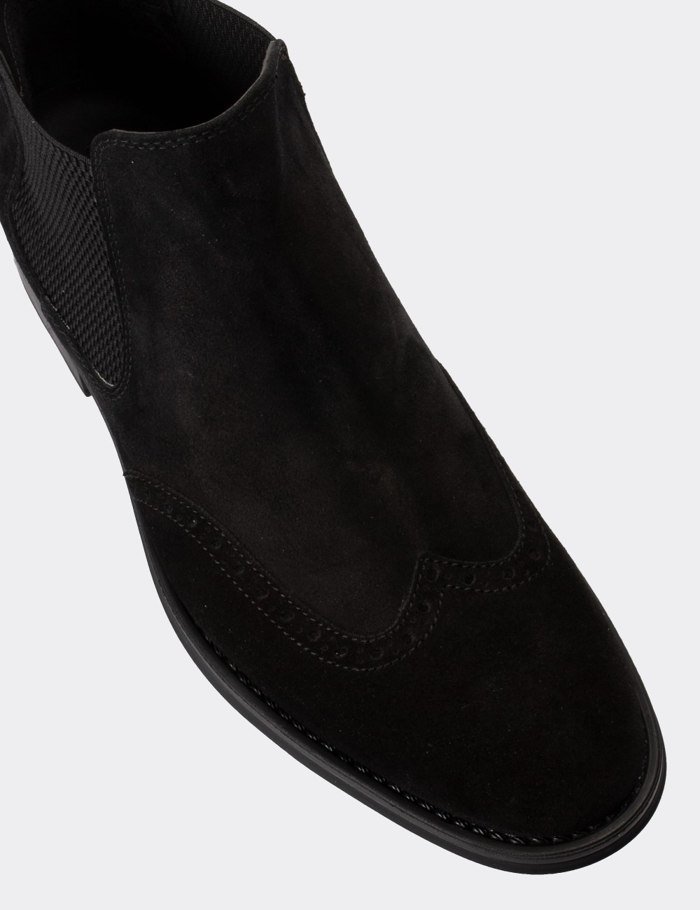 Black Suede Leather Chelsea Boots - 01622MSYHC04