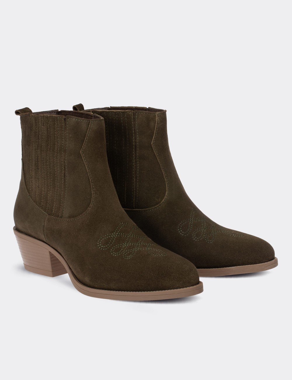 Green Suede Leather Boots - E8100ZHAKC01