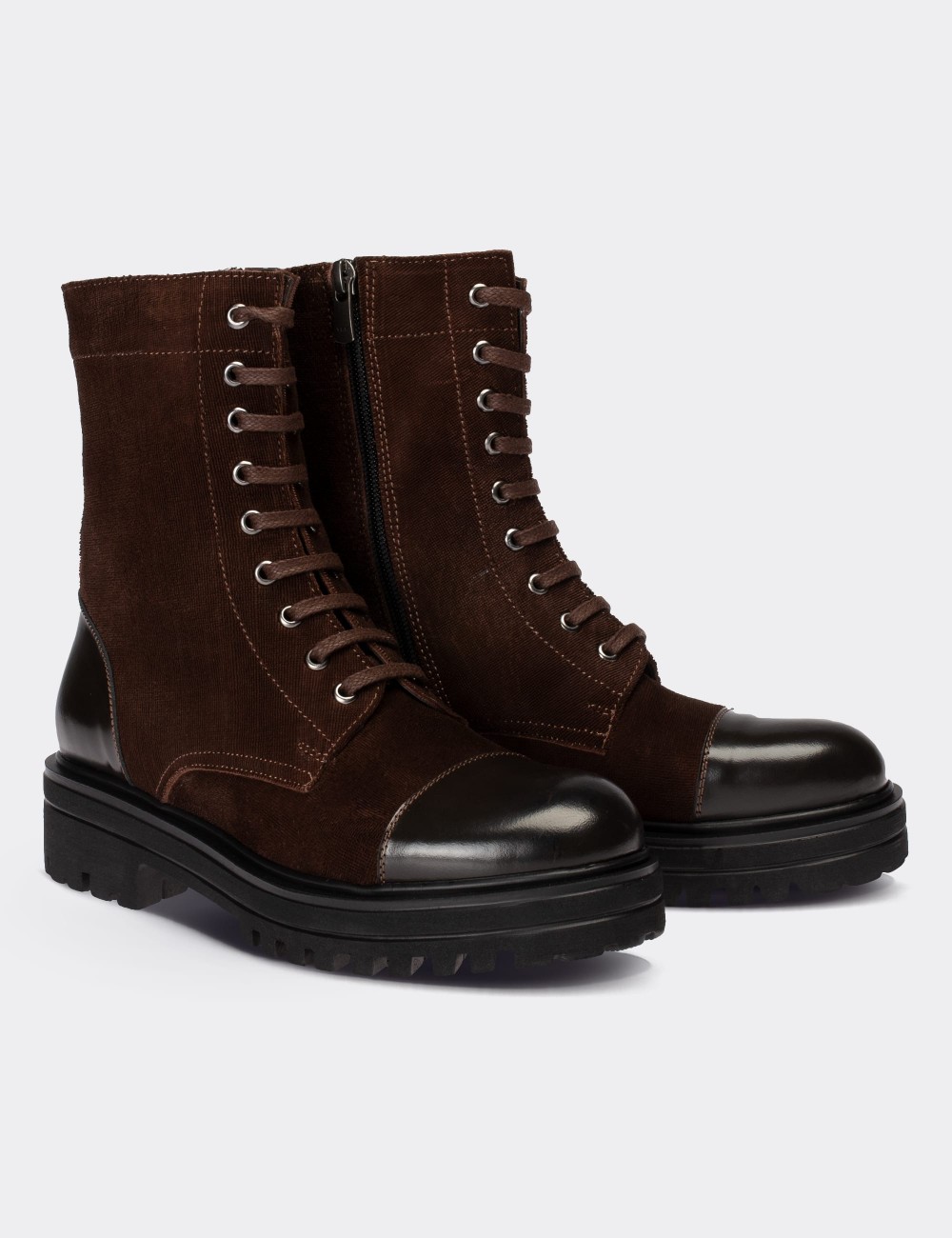 Brown Suede Leather Postal Boots - 01802ZKHVE01