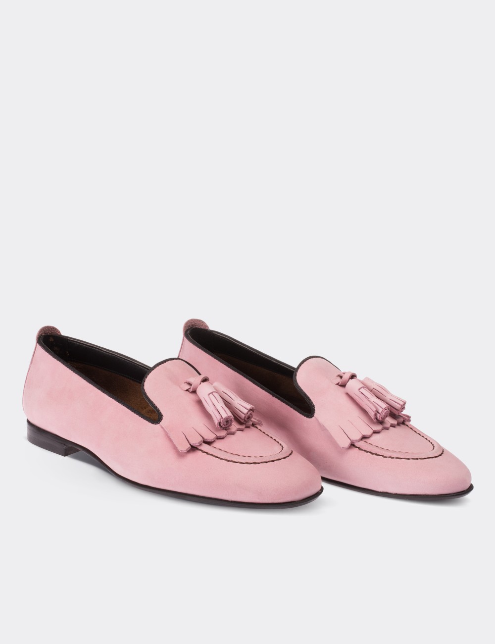 Pink Nubuck Leather Loafers Shoes - 01618ZPMBM02