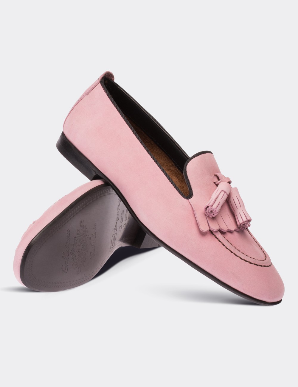 Pink Nubuck Leather Loafers Shoes - 01618ZPMBM02