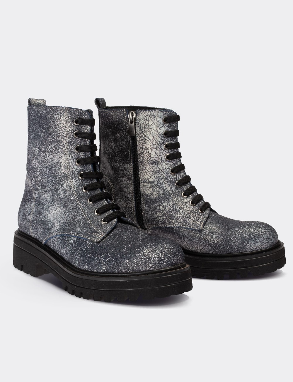 Gray  Leather Postal Boots - 01814ZGRIE02