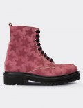 Pink Suede Leather Postal Boots