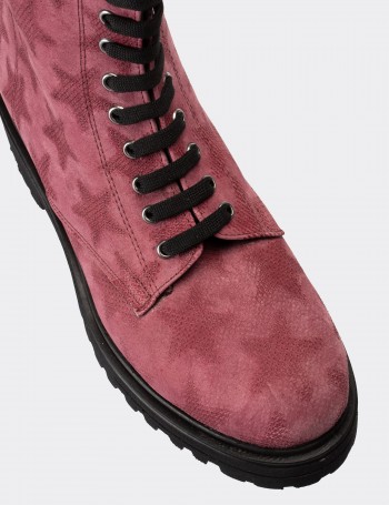Pink Suede Leather Postal Boots - 01814ZPMBE03