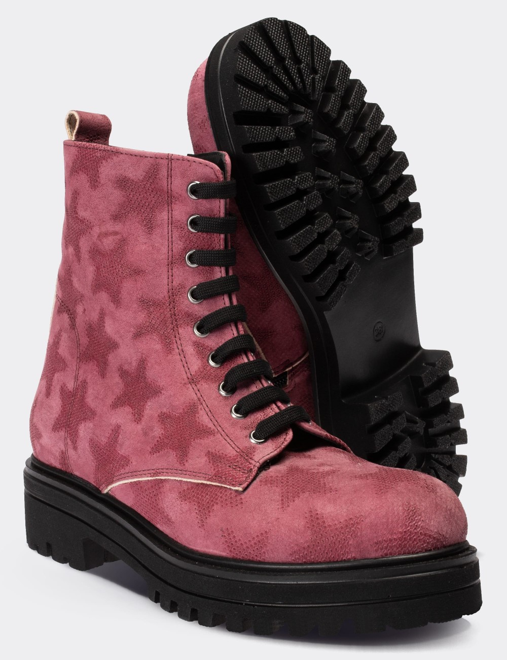 Pink Suede Leather Postal Boots - 01814ZPMBE03