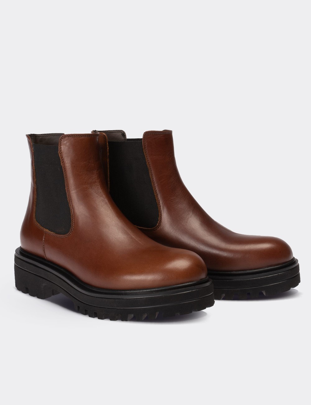 Brown  Leather Chelsea Boots - 01801ZKHVE04