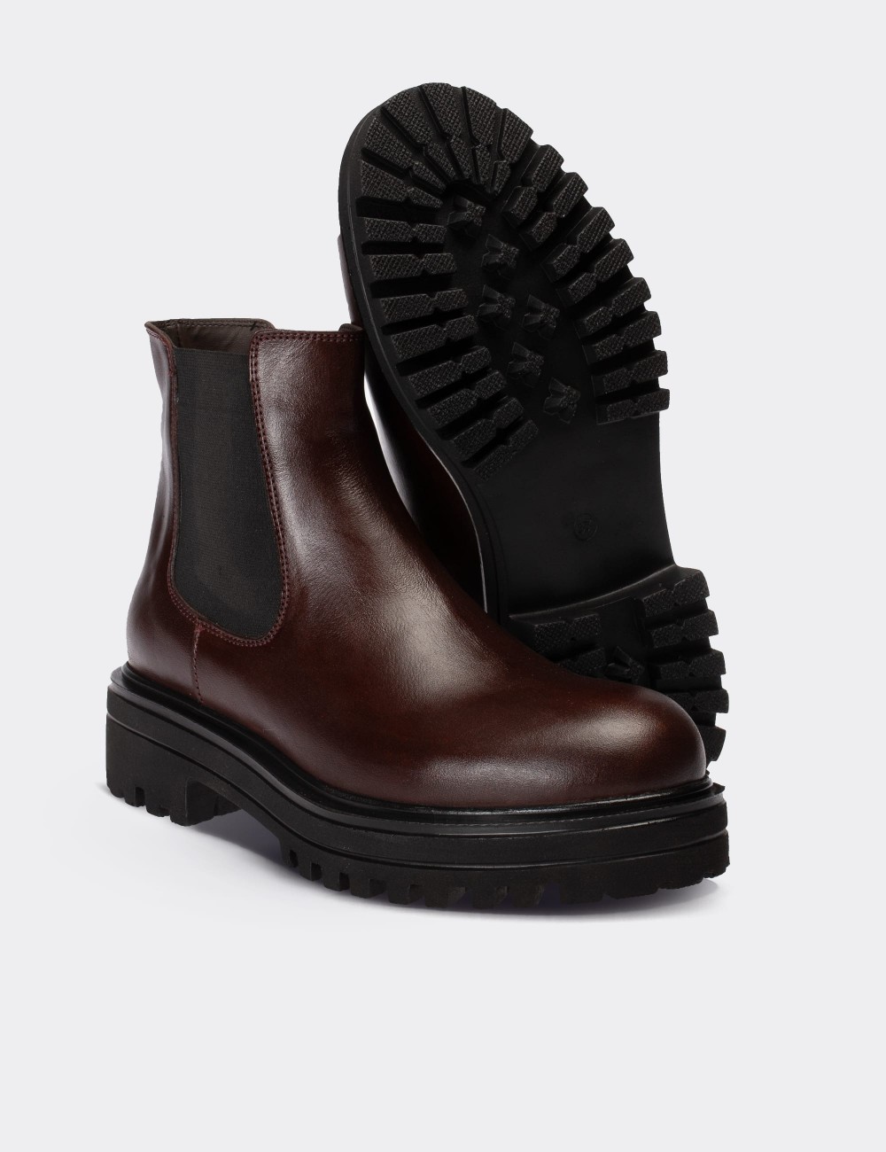 Brown  Leather Chelsea Boots - 01801ZKHVE03