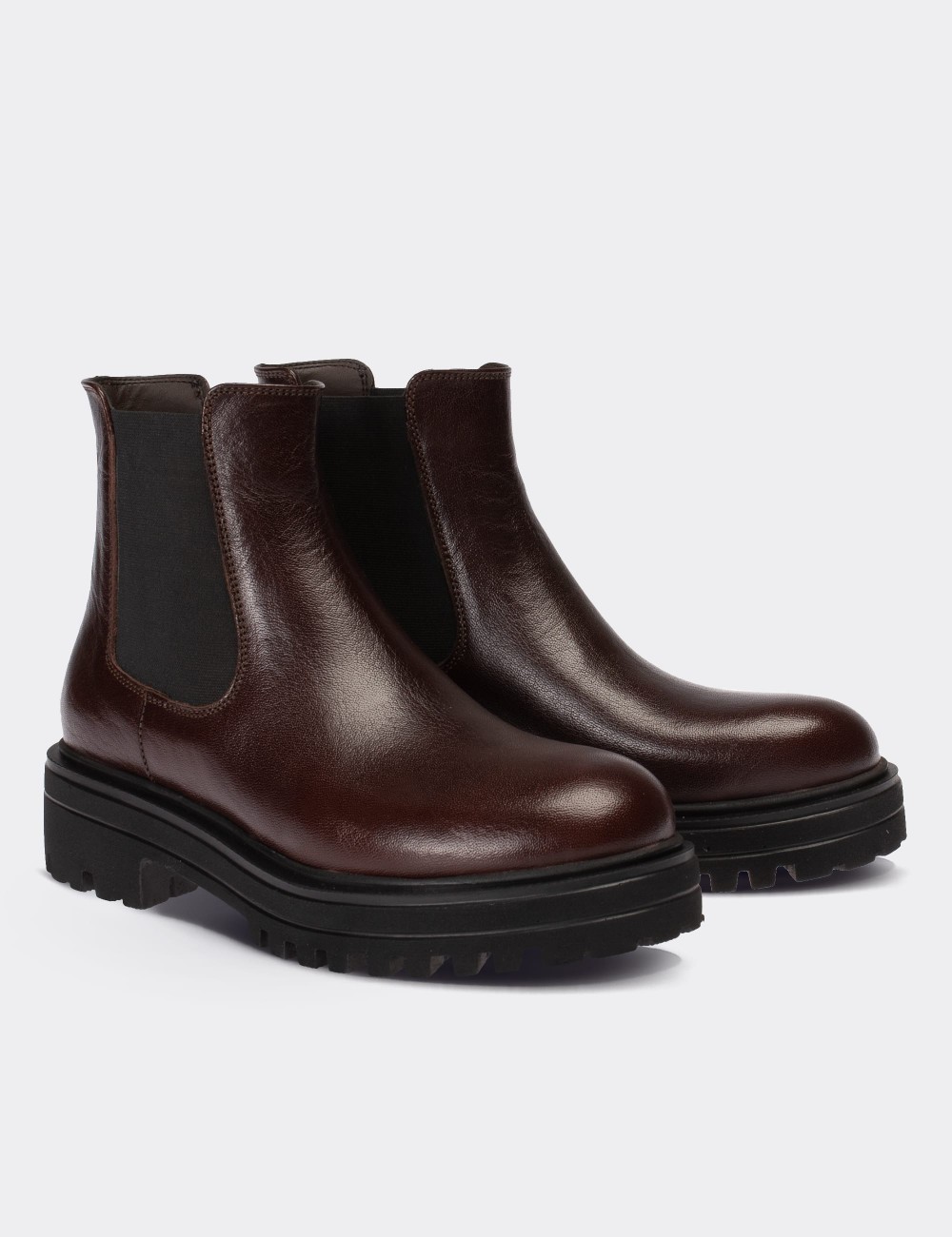 Brown  Leather Chelsea Boots - 01801ZKHVE02