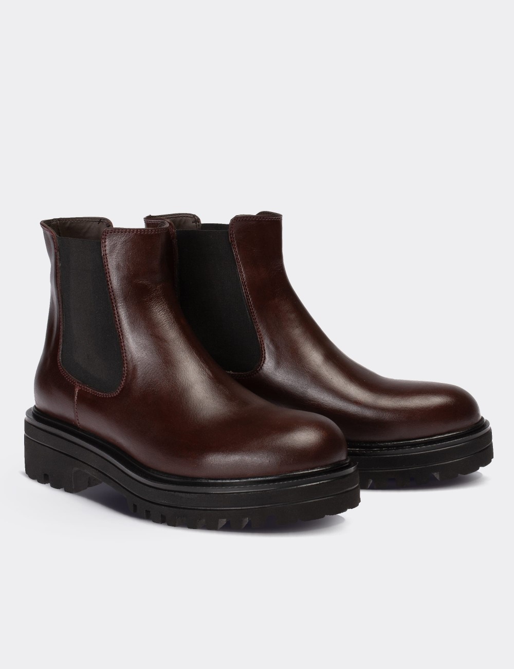 Brown  Leather Chelsea Boots - 01801ZKHVE03