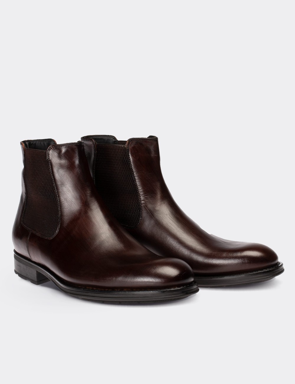 Brown  Leather Chelsea Boots - 01620MKHVC15