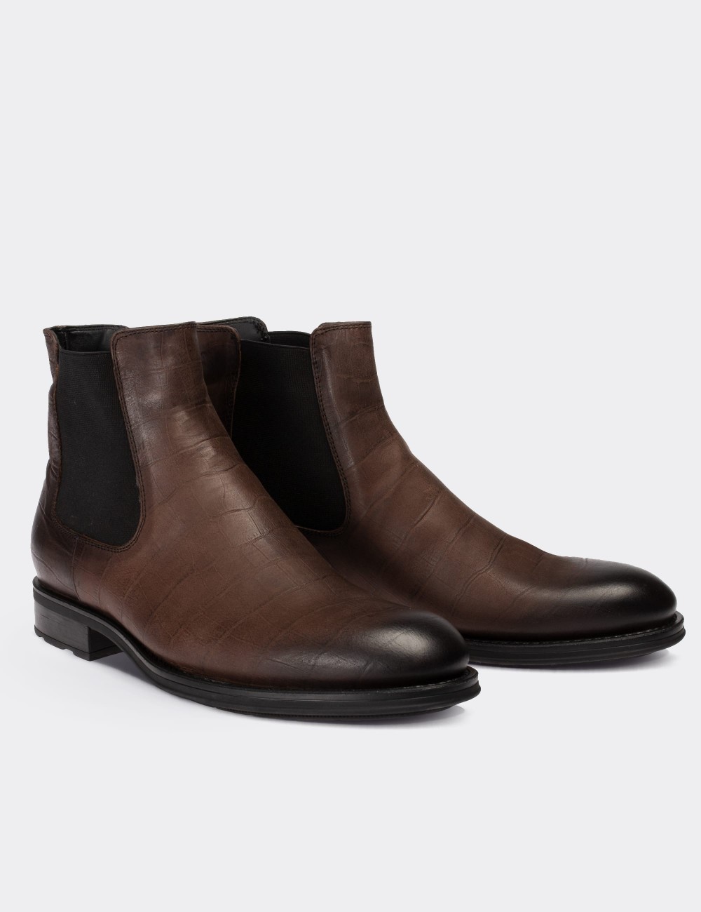 Brown  Leather Chelsea Boots - 01620MKHVC13
