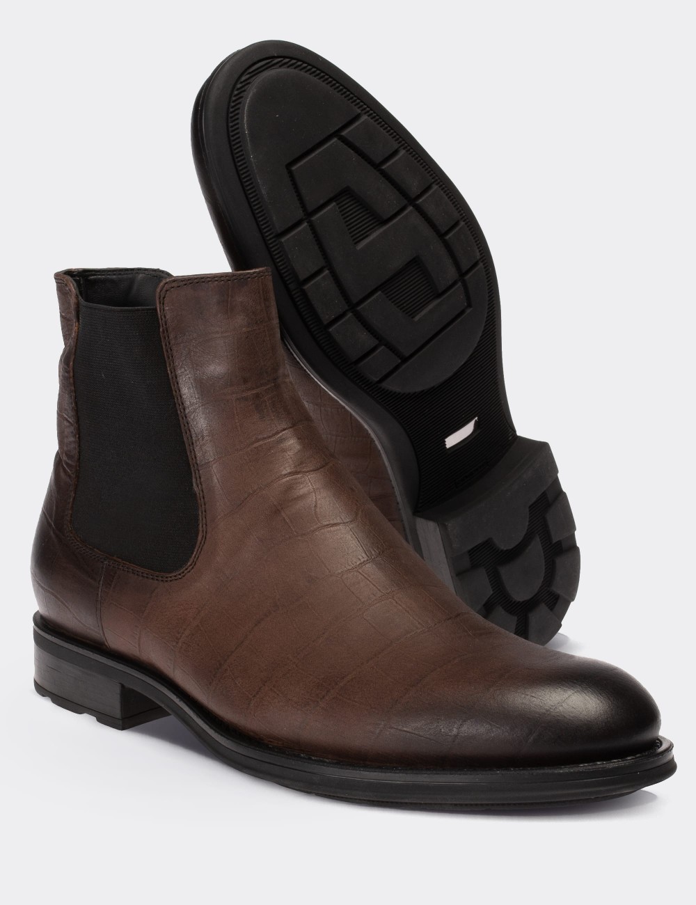 Brown  Leather Chelsea Boots - 01620MKHVC13