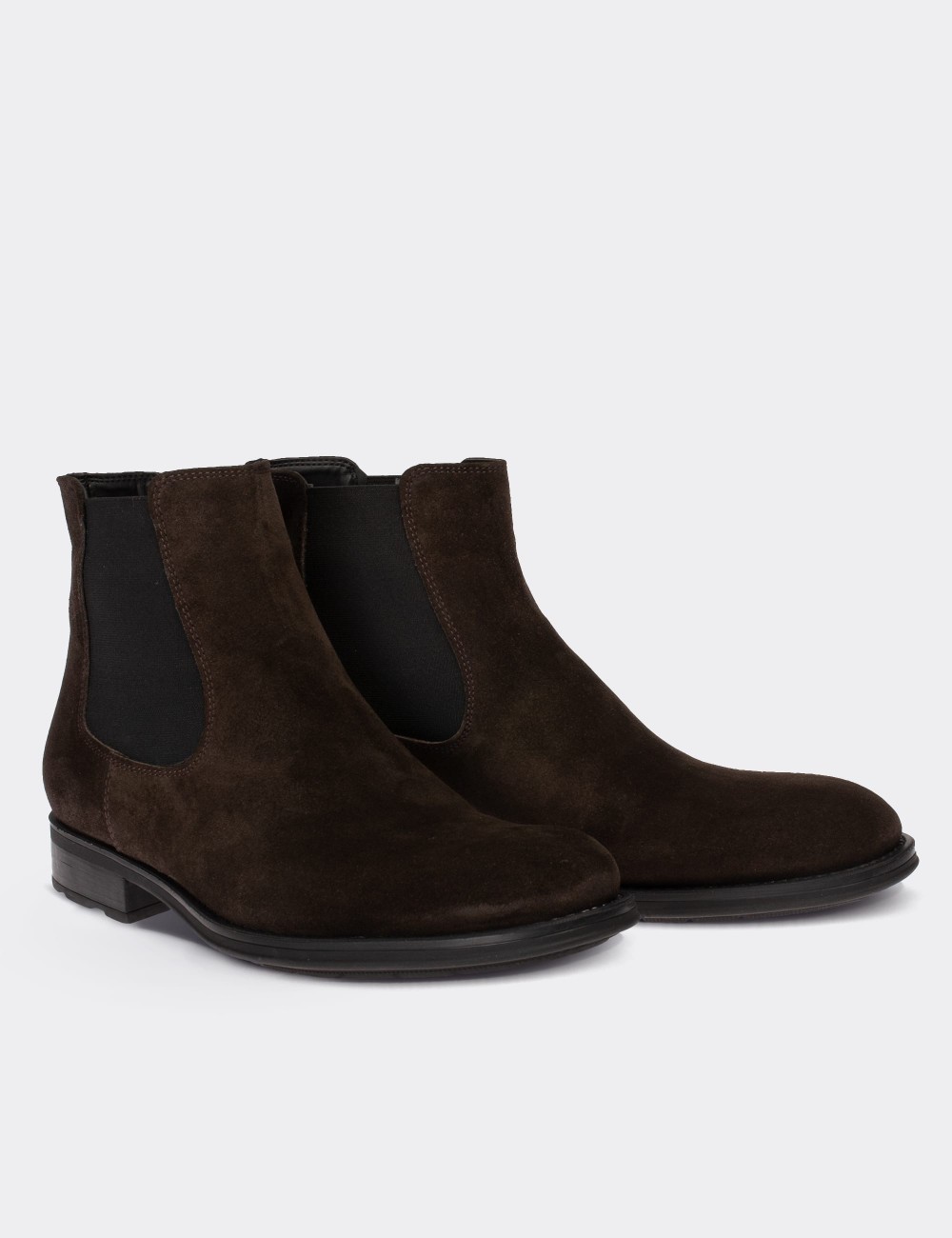 Brown Suede Leather Chelsea Boots - 01620MKHVC25