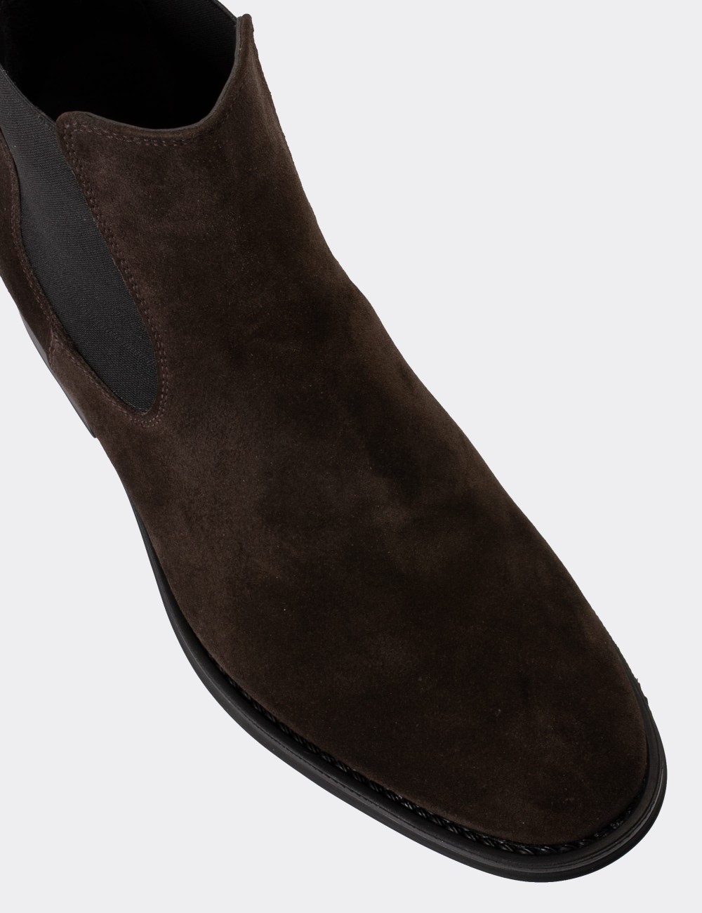 Brown Suede Leather Chelsea Boots - 01620MKHVC25