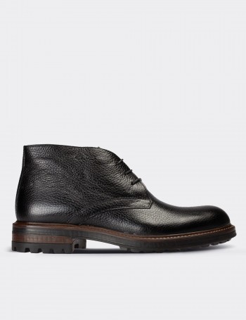 Black  Leather Desert Boots - 01295MSYHC07