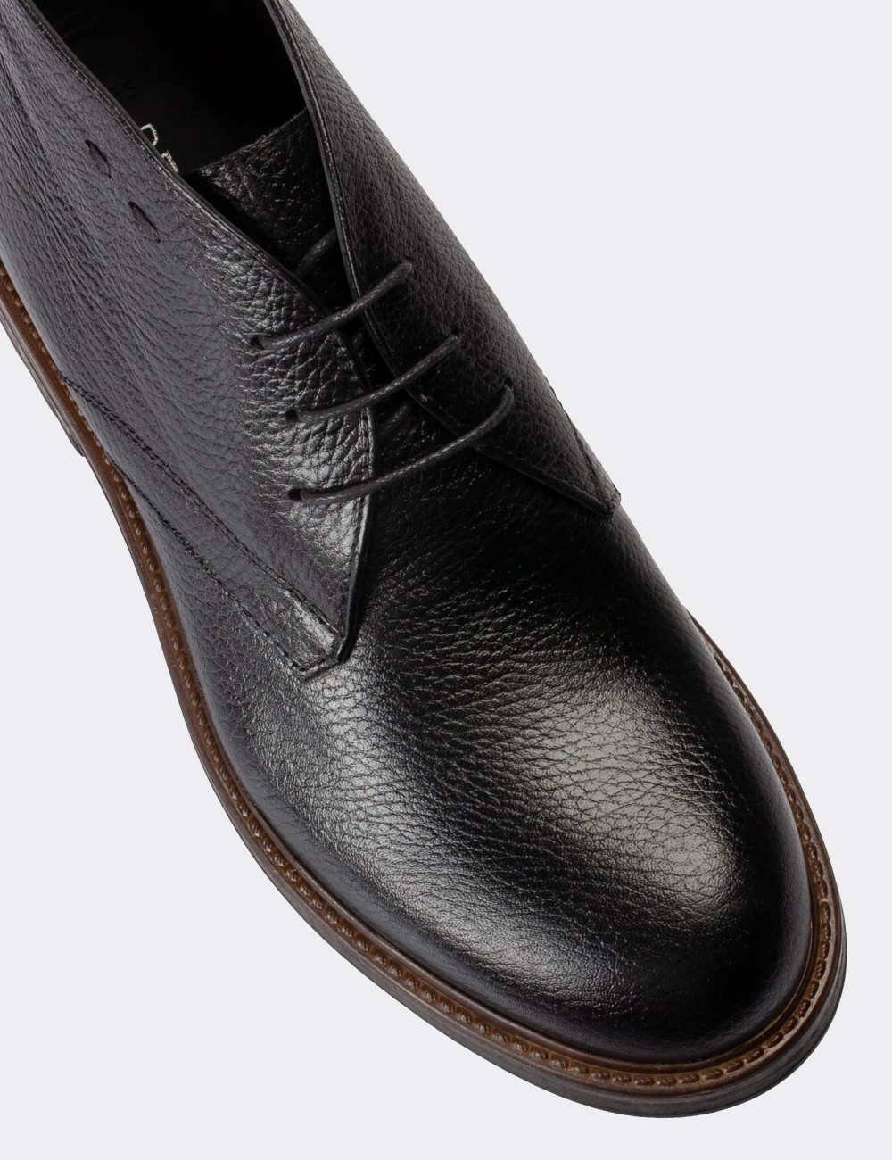 Black  Leather Desert Boots - 01295MSYHC07