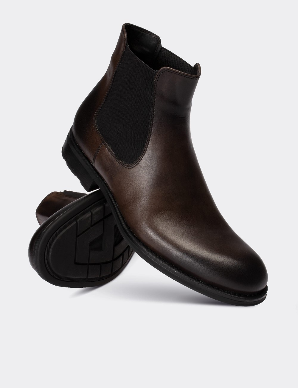 Brown  Leather Chelsea Boots - 01620MKHVC24