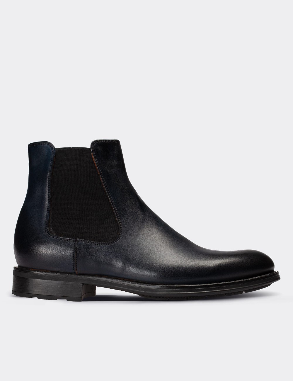 Navy  Leather Chelsea Boots - 01620MLCVC09