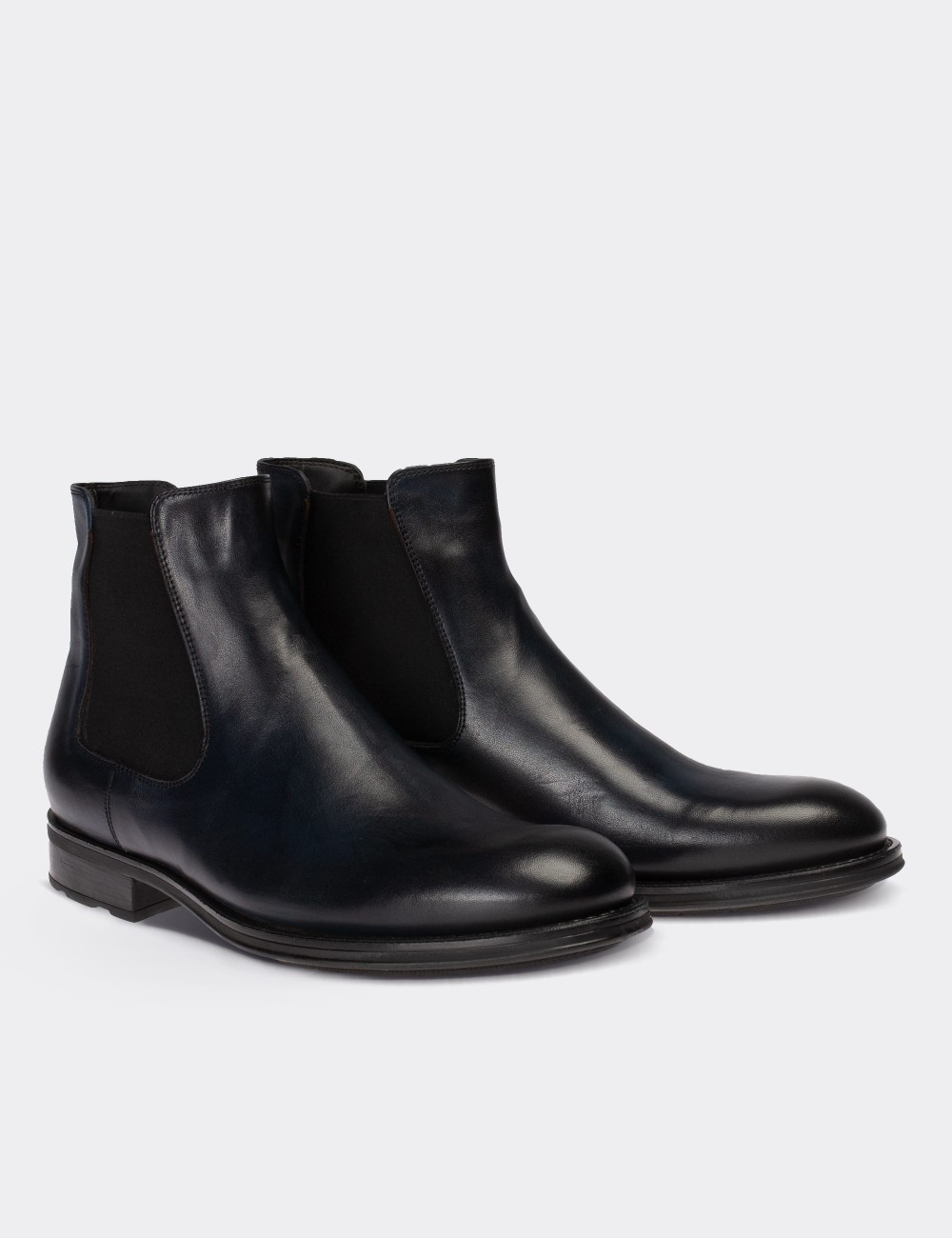 Navy  Leather Chelsea Boots - 01620MLCVC09