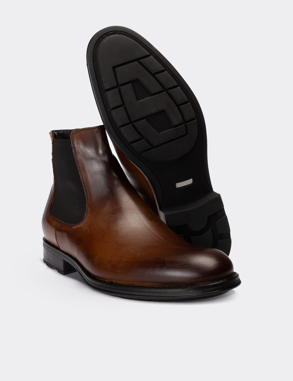 Tan  Leather Chelsea Boots - 01620MTBAC13