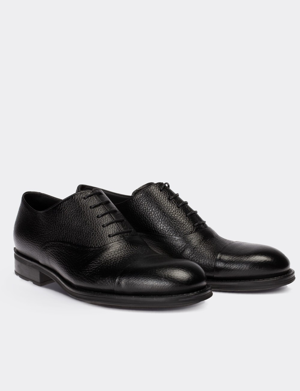 Black  Leather Classic Shoes - 01026MSYHC06