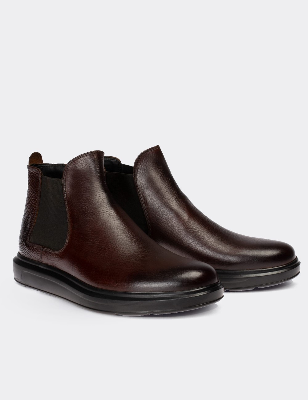 Brown  Leather Chelsea Boots - 01620MKHVP09