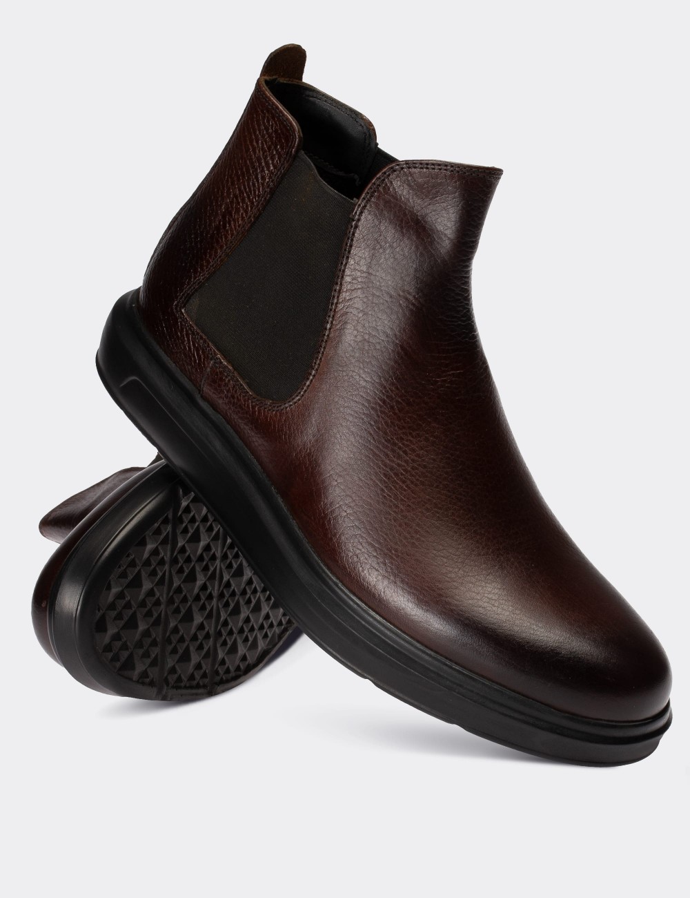 Brown  Leather Chelsea Boots - 01620MKHVP09