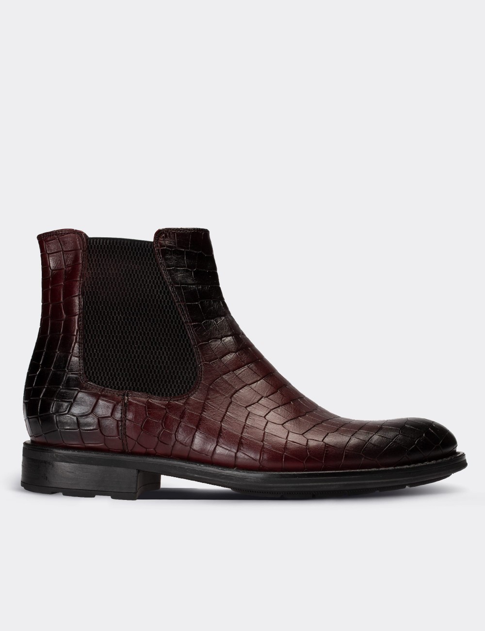 Burgundy  Leather Chelsea Boots - 01620MBRDC09
