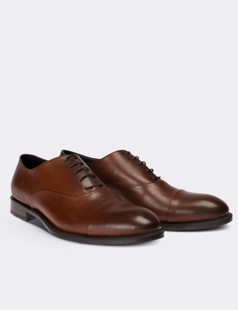 Tan  Leather Classic Shoes - 01026MTBAC04