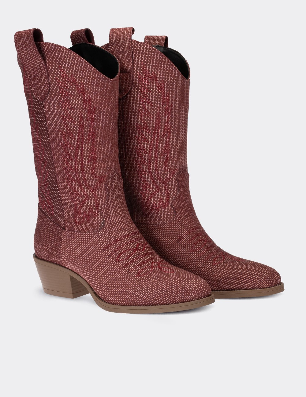 Burgundy Suede Leather  Boots - E8002ZBRDC01