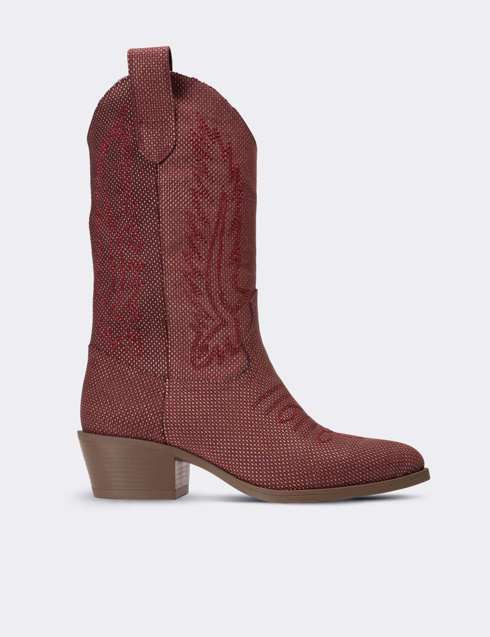 Burgundy Suede Leather  Boots - E8002ZBRDC01
