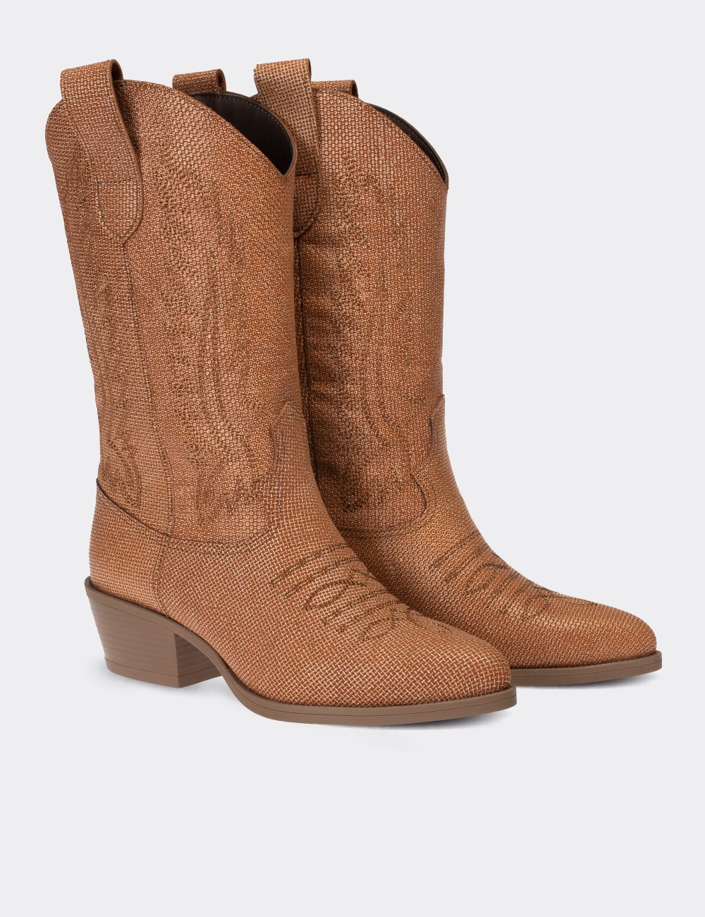 Tan Suede Leather  Boots - E8002ZTBAC01