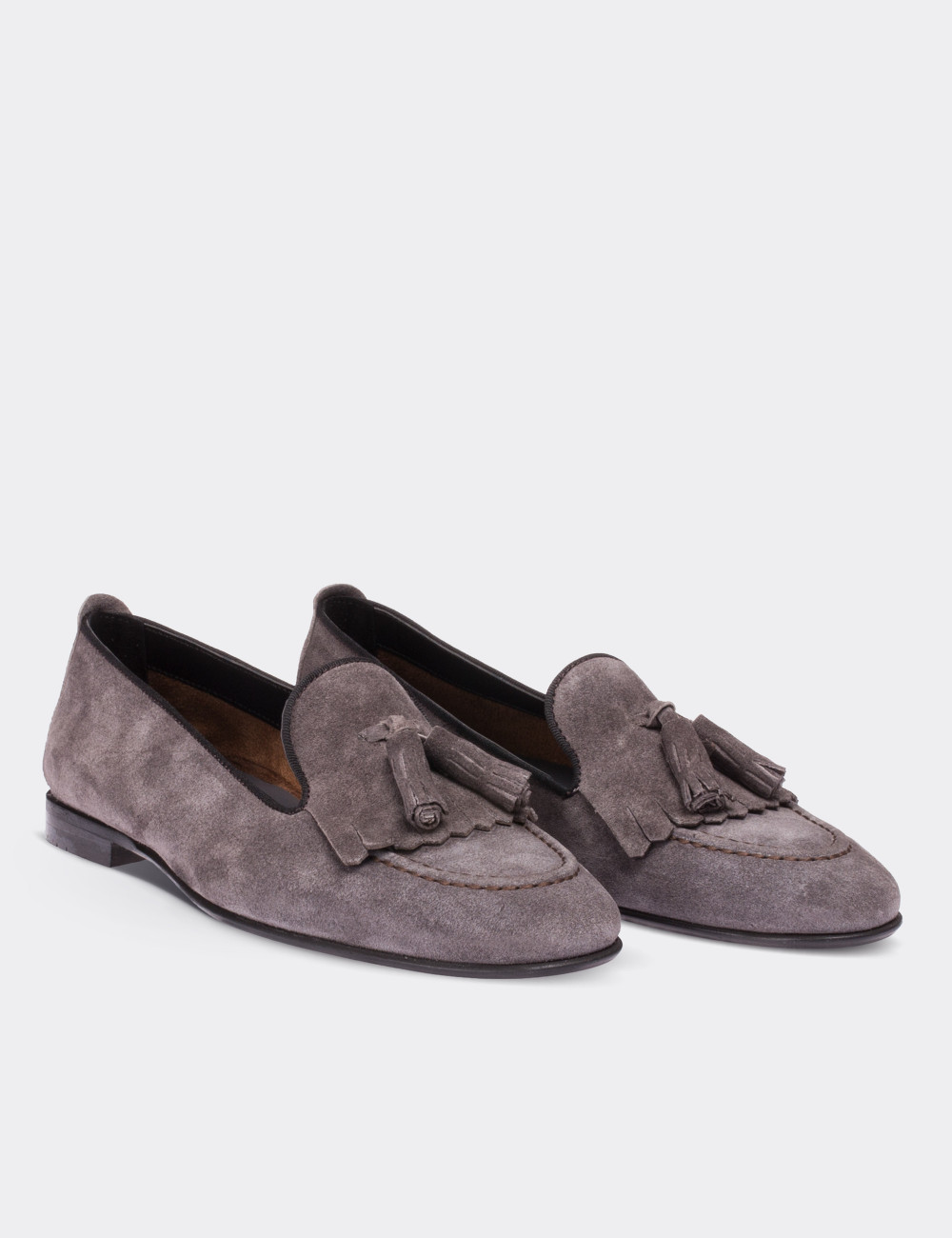 Brown Suede Leather Loafers - 01618ZTBAM01