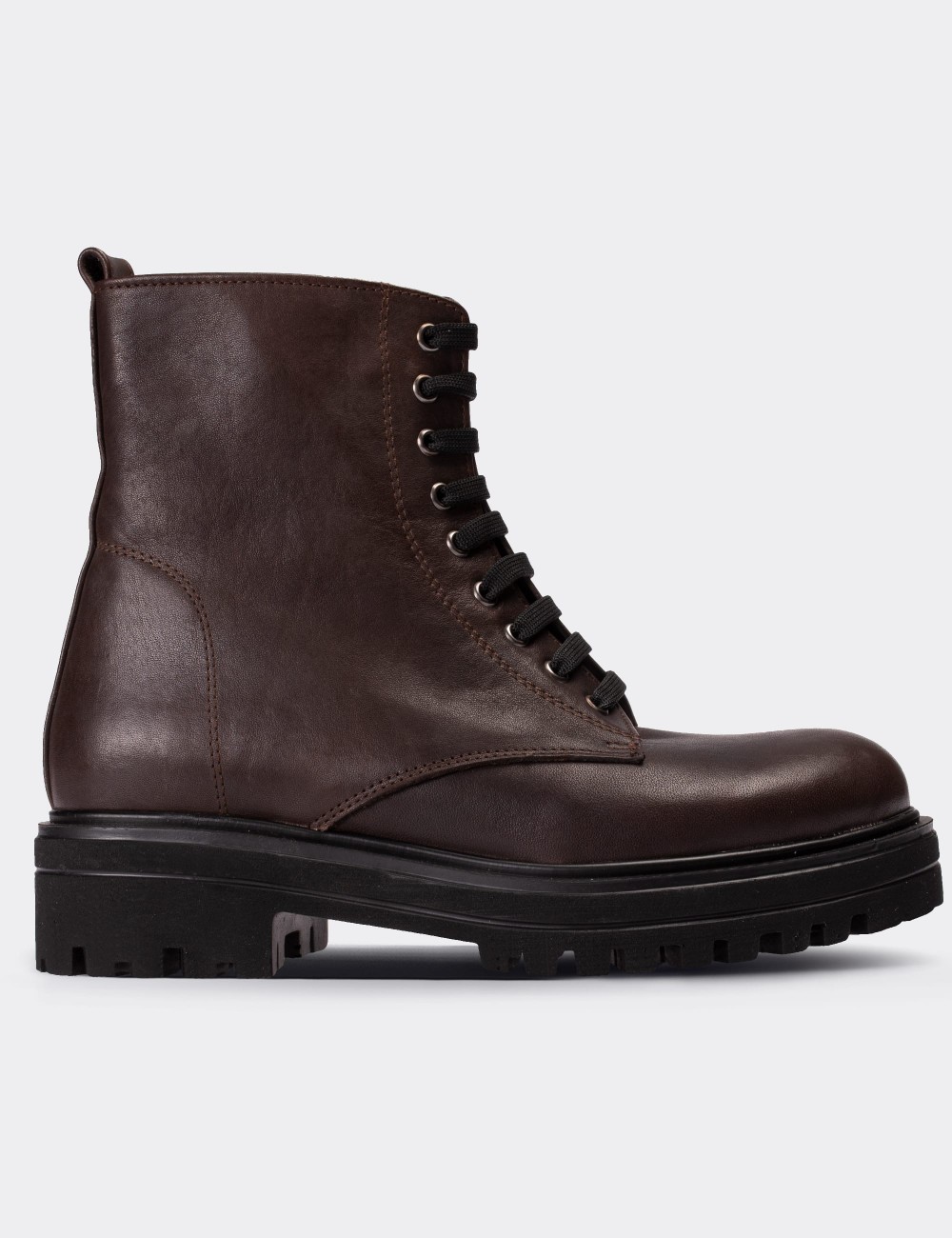 Brown  Leather Postal Boots - 01814ZKHVE05
