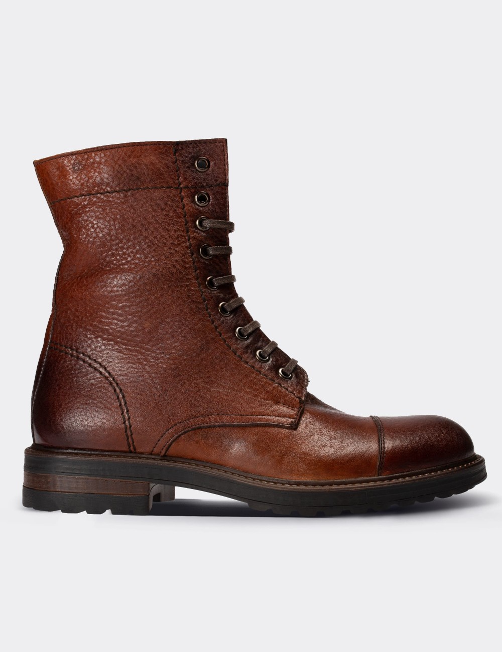 Brown  Leather Postal Boots - 01857MKHVC03