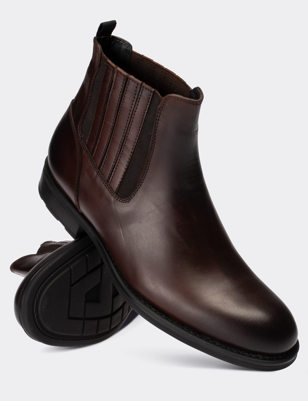 Brown  Leather Chelsea Boots - 01748MKHVC06