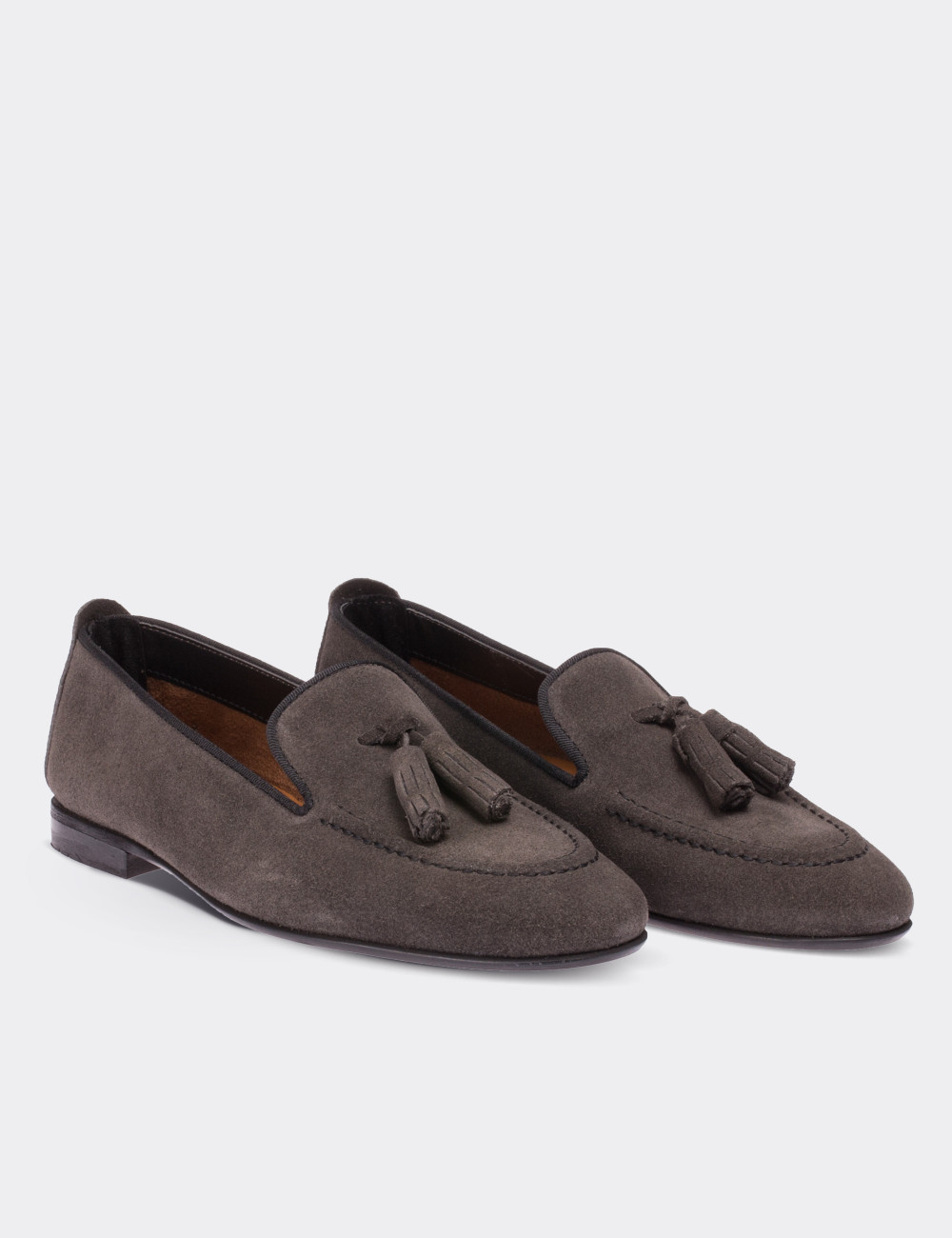 Brown Suede Leather Loafers - 01619ZKHVM01