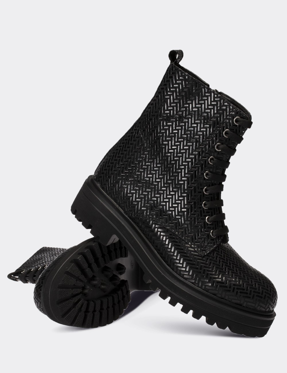 Black  Leather Postal Boots - 01814ZSYHE12