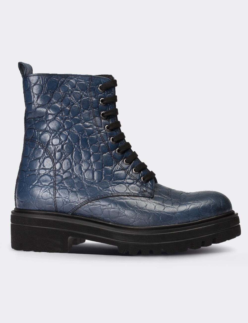 Blue  Leather Postal Boots - 01814ZMVIE10