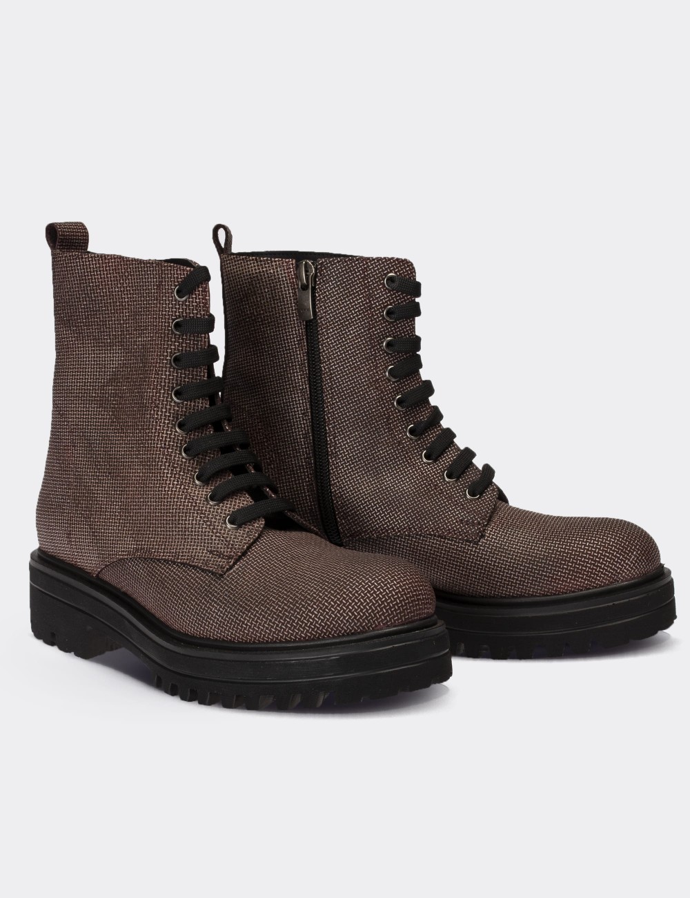 Brown  Leather Postal Boots - 01814ZKHVE20