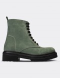 Green  Leather Postal Boots