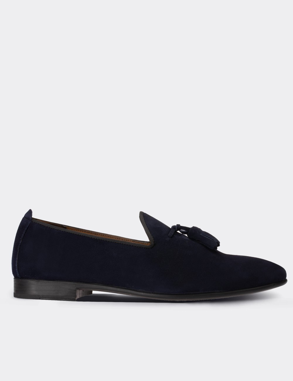 Navy Suede Leather Loafers - 01702MLCVC03